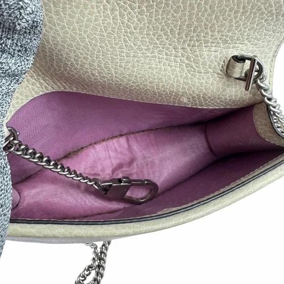 GUCCI Dionysus Super Mini Crystal Beige Leather Crossbody Bag Made in Italy - Picture 13 of 15